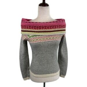 The Limited Women's Size Small Fair Isle Off-Shoulder‎ Knit Sweater Y2K Vintage